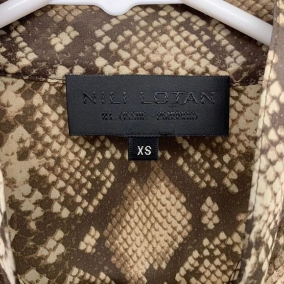 NILI LOTAN Lorena Snake-Print Silk Blouse Long Sleeve Sheer Top Extra Small - Picture 2 of 9